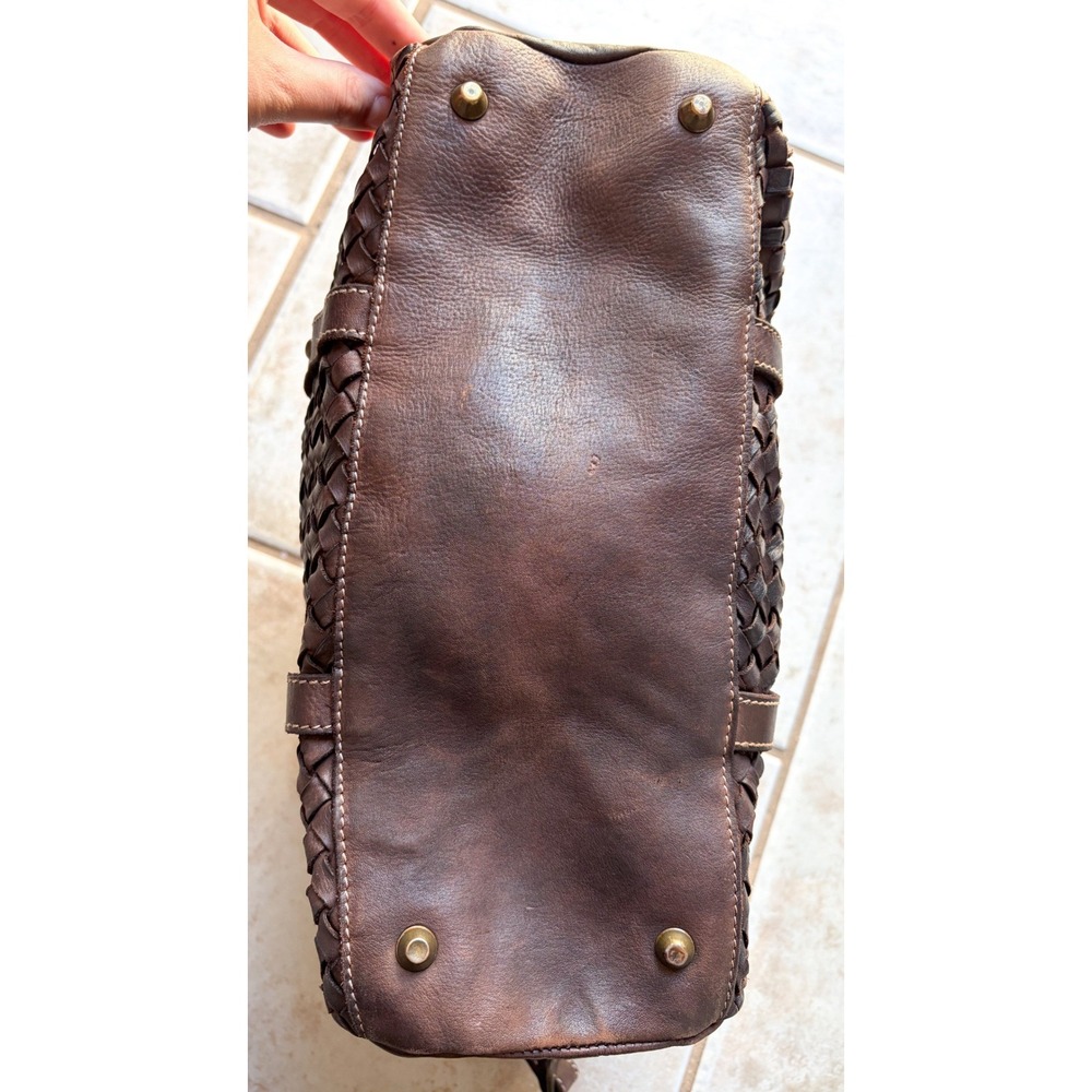 Costanza Rota Brown Woven Leather Satchel Bag Made in Italy Crossbody Boho - Picture 6 of 10